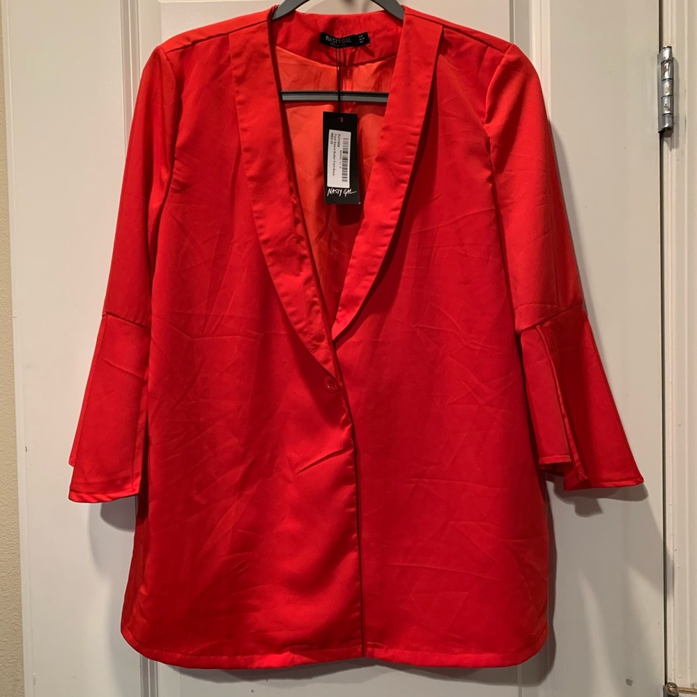 Single Button Ladies Red Blazer